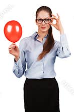 Stylish girl with a red ball