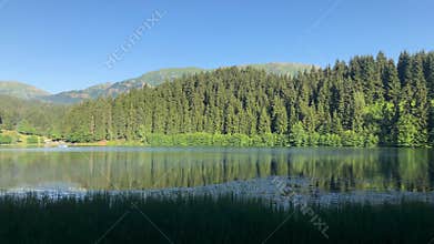A sunny day in Savsat Karagol Black lake. Artvin, Turkiye