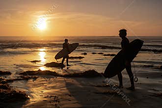 Surfers on Swami's Beach, Encinitas, Cardiff-by-the-Sea on December 28, 2023