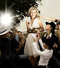 Girl and lots of fans