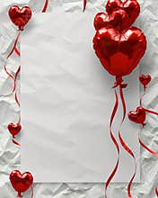 Valentine's day card with hearts and balloons Generative AI