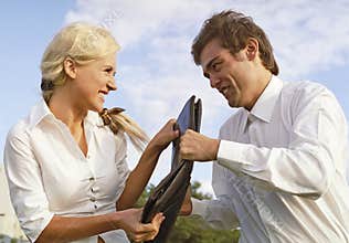 Businessman and businesswoman