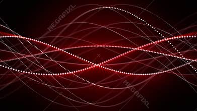 Red seamless loop screensaver with abstract structure made of white dotted curves