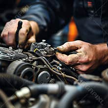 Car maintenance. Engine overhaul, car service concept