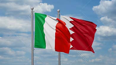 Bahrain and Italy flags
