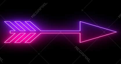 Glowing neon-colored arrow background. Pink and Purple colored glowing neon arrows