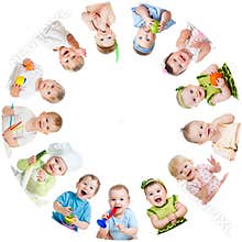 Group of smiling kids babies children
