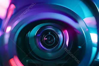 Video camera lens in motion