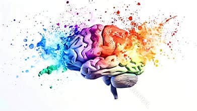 Human brain with colorful explosion. Concept of creativity and knowledge