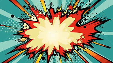 Vintage retro comics explosion cover design with light and halftone dots for a classic look