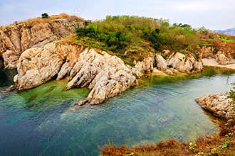 The beautiful hill seaside landscape dalian