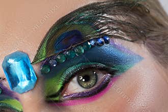 Woman with colorful eye makeup