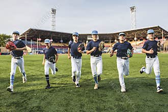 Baseball team having fun together for the victory