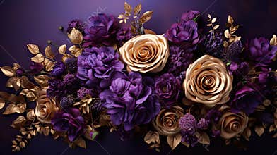 bouquet purple gold background