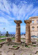 The columns of the Temple of Poseidon in Taranto, Apulia region in Italy.