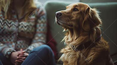 A therapy dog sitting calmly next to a patient as they work through their emotions in therapy