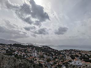 The beachside of Marseille from a hill
