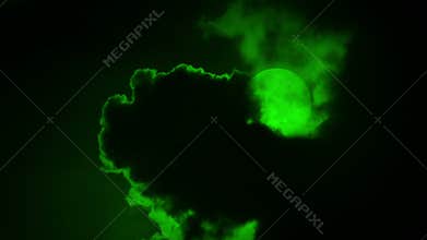 Clouds Cover Scary Green Moon Halloween Landscape