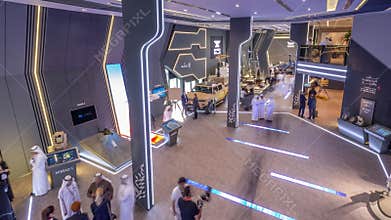 The International Defence Exhibition and Conference, IDEX timelapse. Abu Dhabi, UAE