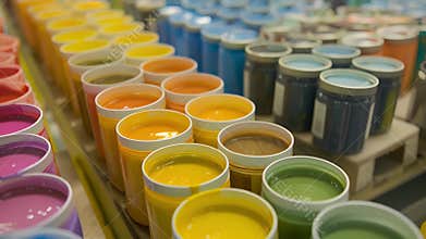 A display of various sized jars of petroleum jelly with colorful labels and packaging ready to be shipped off to