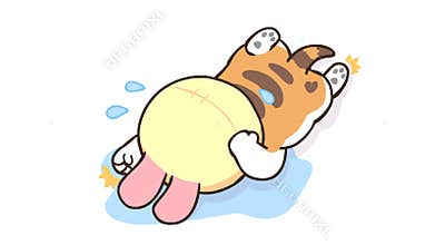 Animated Crying and Throwing a Tantrum Kitten with White Background
