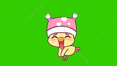 Animated Cute Chicken Blushing and Wiggling - Green Screen