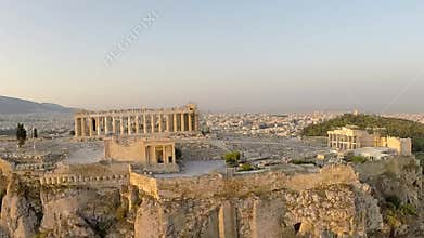 Acropolis Parthenon Aerial footage Panoramic view