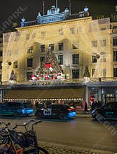 Hotel D'Angleterre during winter night, Copenhagen, Denmark