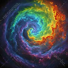 Vivid rainbow spiral galaxy nebula showcases incredible deep space astronomical wonders and colors.