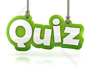 Quiz green word text on white background
