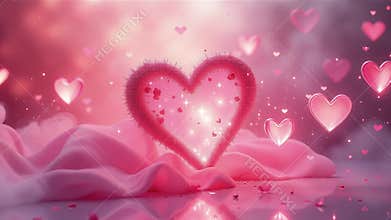AI Sparkling pink hearts shine