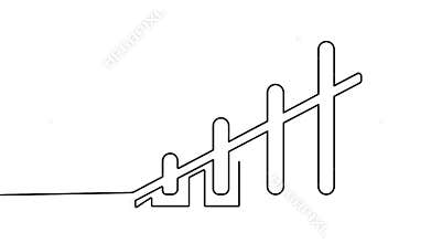 Business growth bar chart icon simple one line art stylish animation video