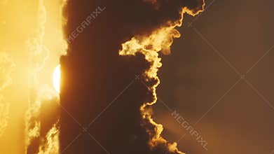 Dramatic sunset with clouds moving