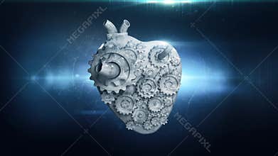 Heart with rotating metal gears