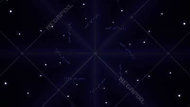 Abstract Starburst Animation - Dynamic Cosmic Light Show in Dark Space