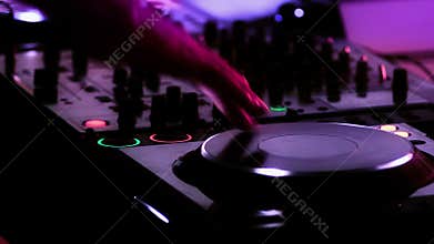 Dj scratching at cd player