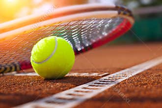 Tennis ball on a tennis court