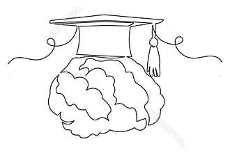 Scholar hat icon continuous one line drawing minimalist outline concept