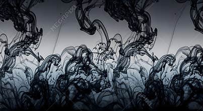 Abstract Black Liquid Splashes on Gradient Background
