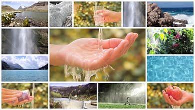 Conceptual collage, water is life on our planet