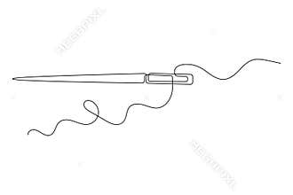 Single line art illustration continuous outline of a thread needle