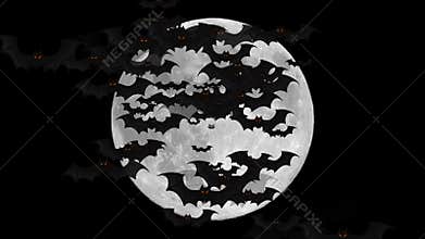 Bats Flying Over Full Moon