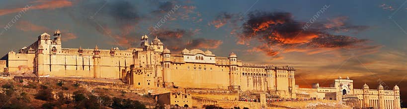India landmark - Jaipur, Amber fort panorama