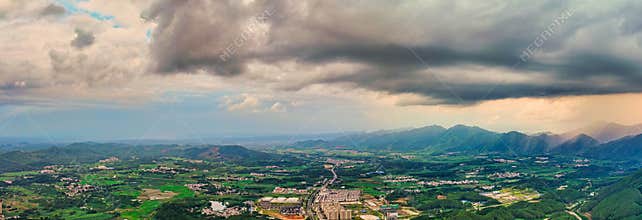 Late Sunset in Karst Landform of Shanglin County, Guangxi, China