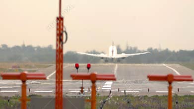 Airliner accelerating for takeoff