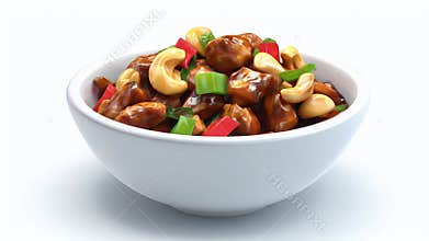 Delicious Chicken Cashew Stir-Fry in White Bowl