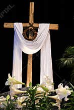 Easter Resurrection - Lilies, Cross and Crown of Thorns