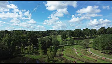 Aerial view of the walking trails at the North Carolina Museum of Art in Raleigh