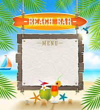 Tropical beach bar signboard