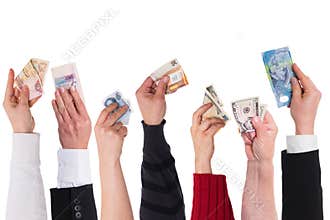 Different currencies concept global financing